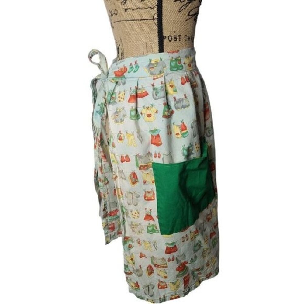 Vintage Half Waist Retro Printed Grannycore Kitchen Apron - Picture 2 of 9